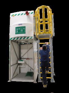 ladders transparent with worker