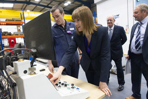 Chancellor and Ed Miliband visit Cambridge Vacuum Engineering to see Ebflow welding technology in action