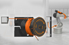 Cable reel with worm guide